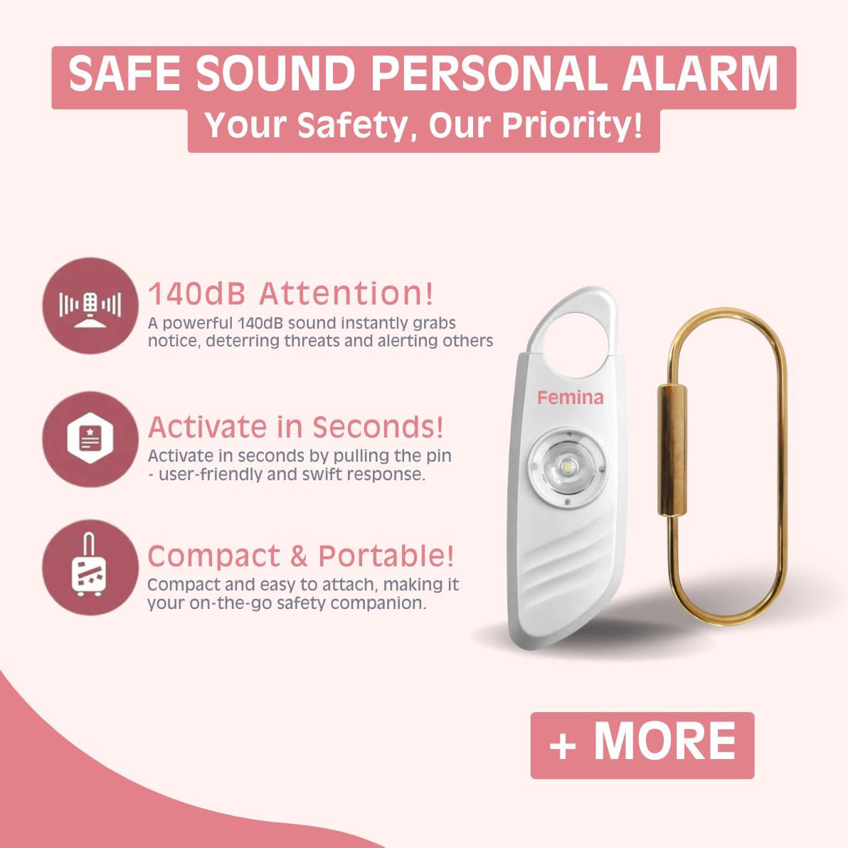 Femina Personal Keychain Safety Alarm - VIP